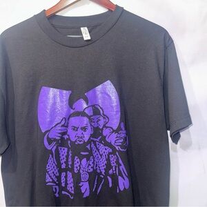 Black Graphic T-Shirt with Purple Design